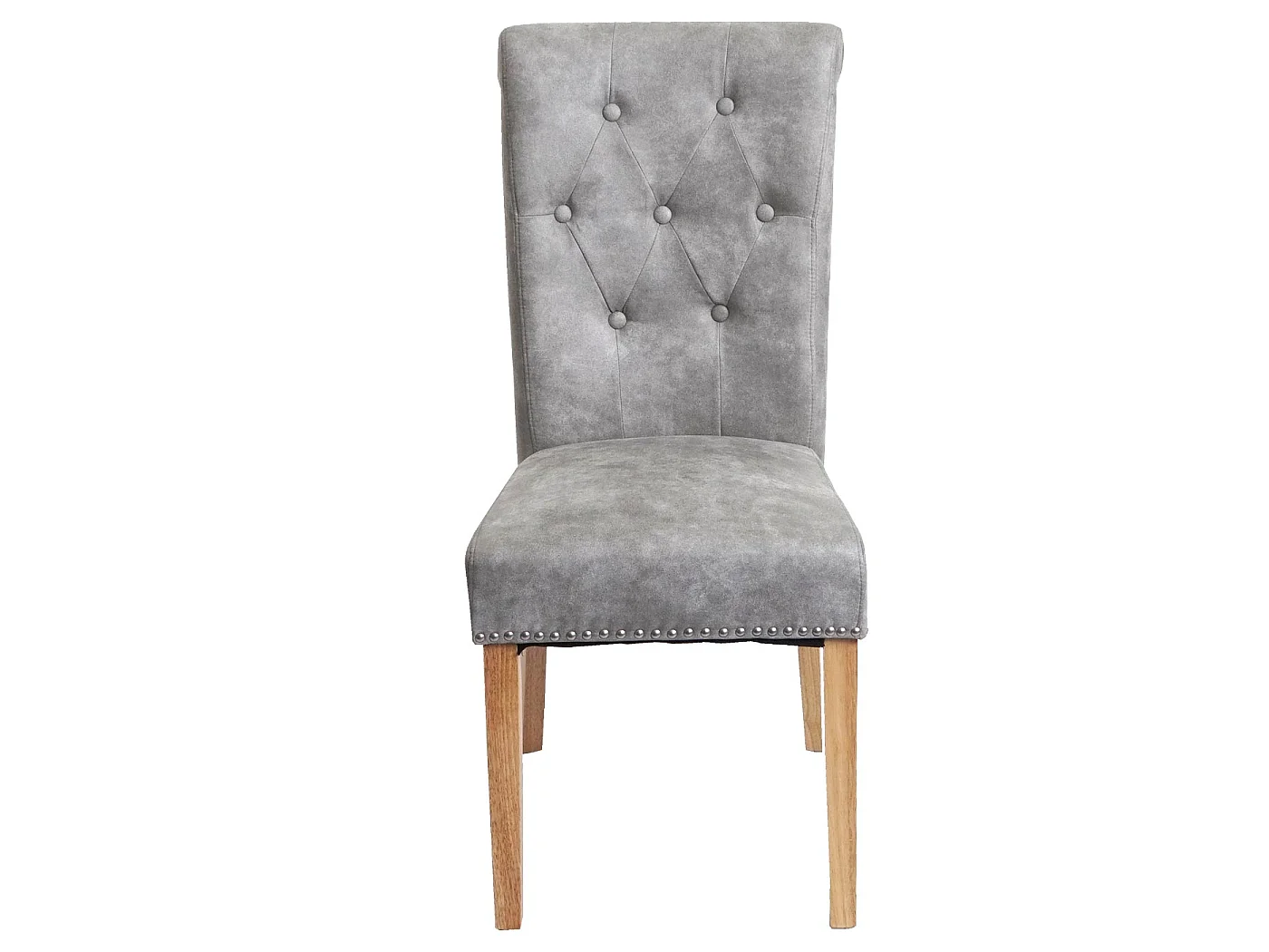 Esszimmerstuhl Chesterfield 2 (6er-Set), Stoff/Textil hellgrau, helle Beine