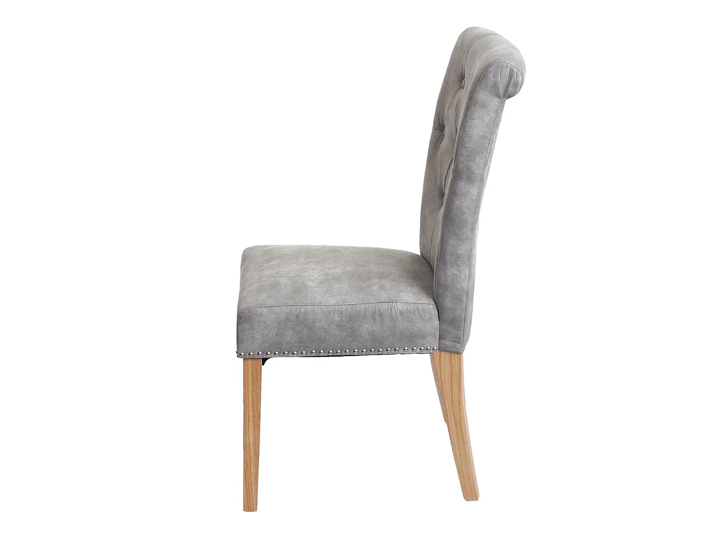 Esszimmerstuhl Chesterfield 2 (6er-Set), Stoff/Textil hellgrau, helle Beine