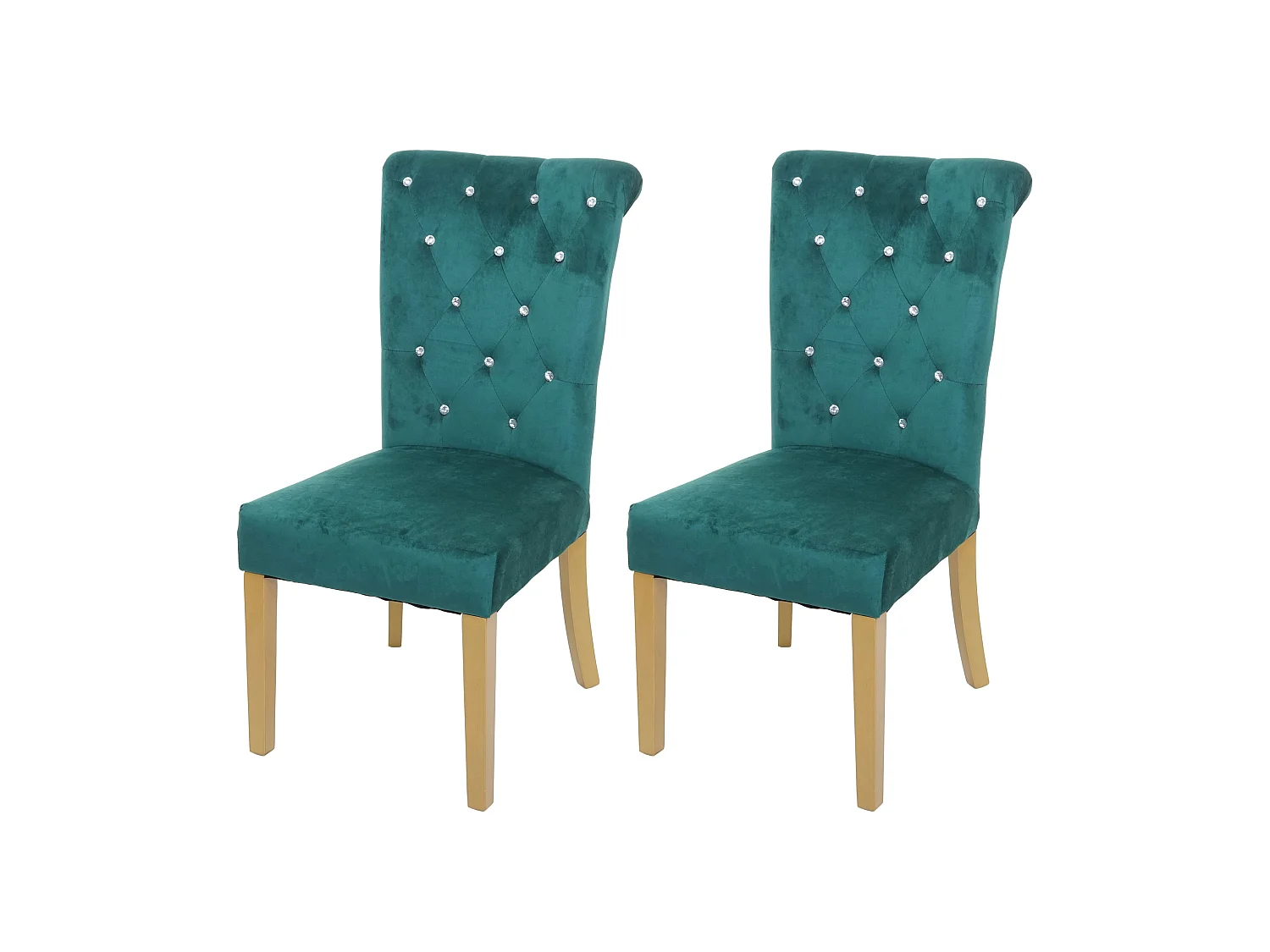 Chaise de salle à manger MCW-D22 (lot de 2),  vert foncé, pieds dorés