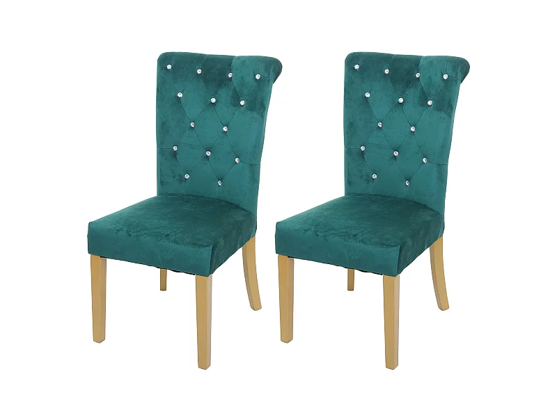 Chaise de salle à manger MCW-D22 (lot de 2),  vert foncé, pieds dorés