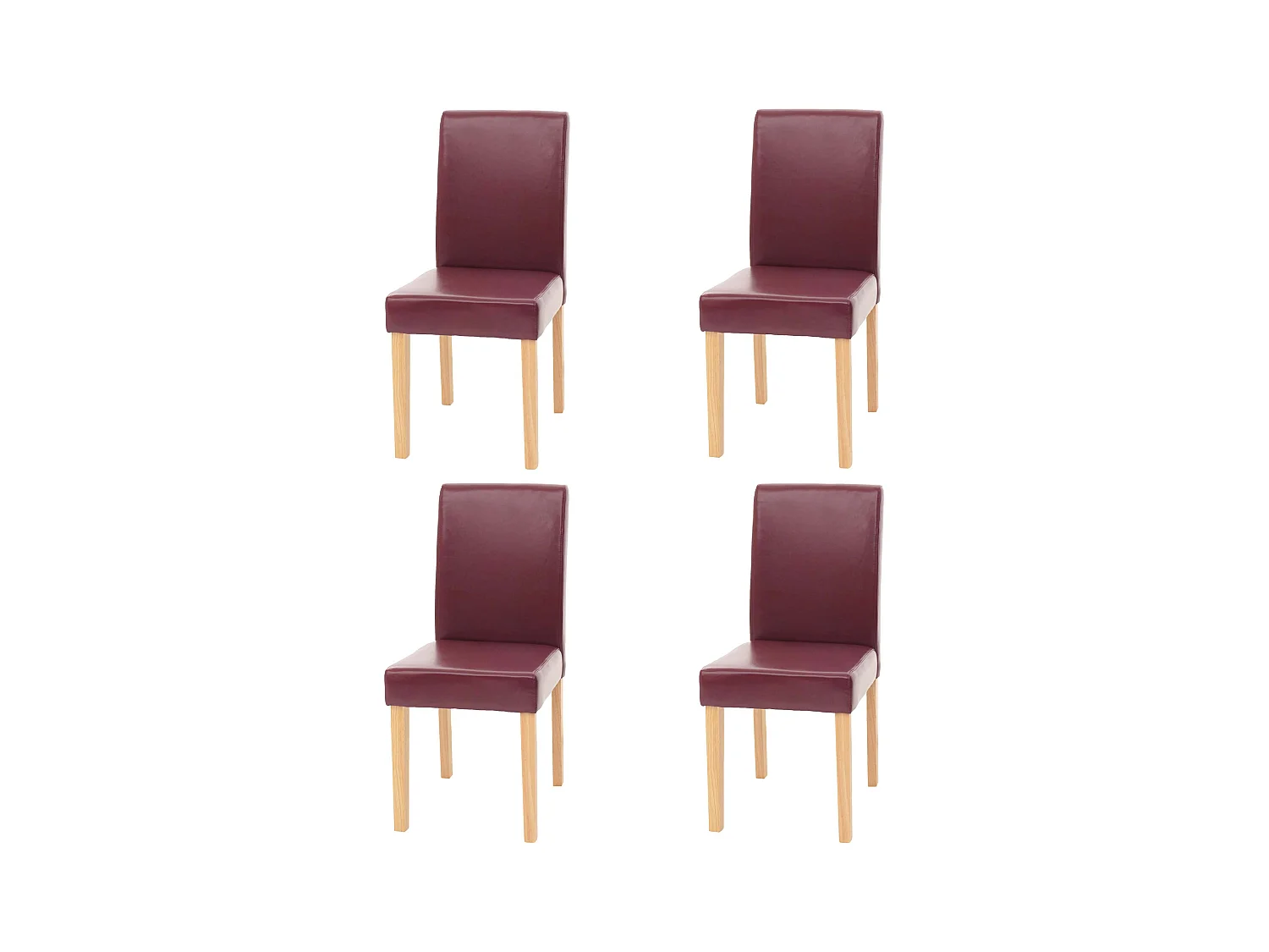 Chaise de salle à manger Littau (lot de 4),  simili-cuir, rouge, pieds clairs