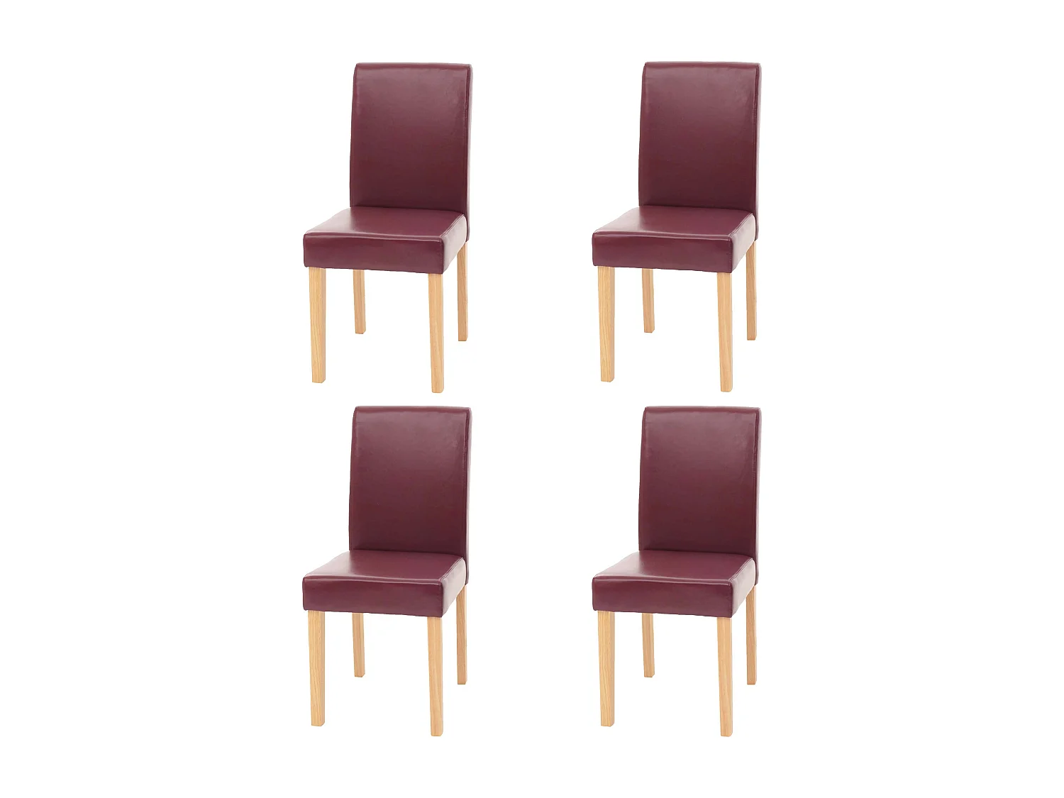 Esszimmerstuhl Littau (4er-Set), Kunstleder rot, helle Beine