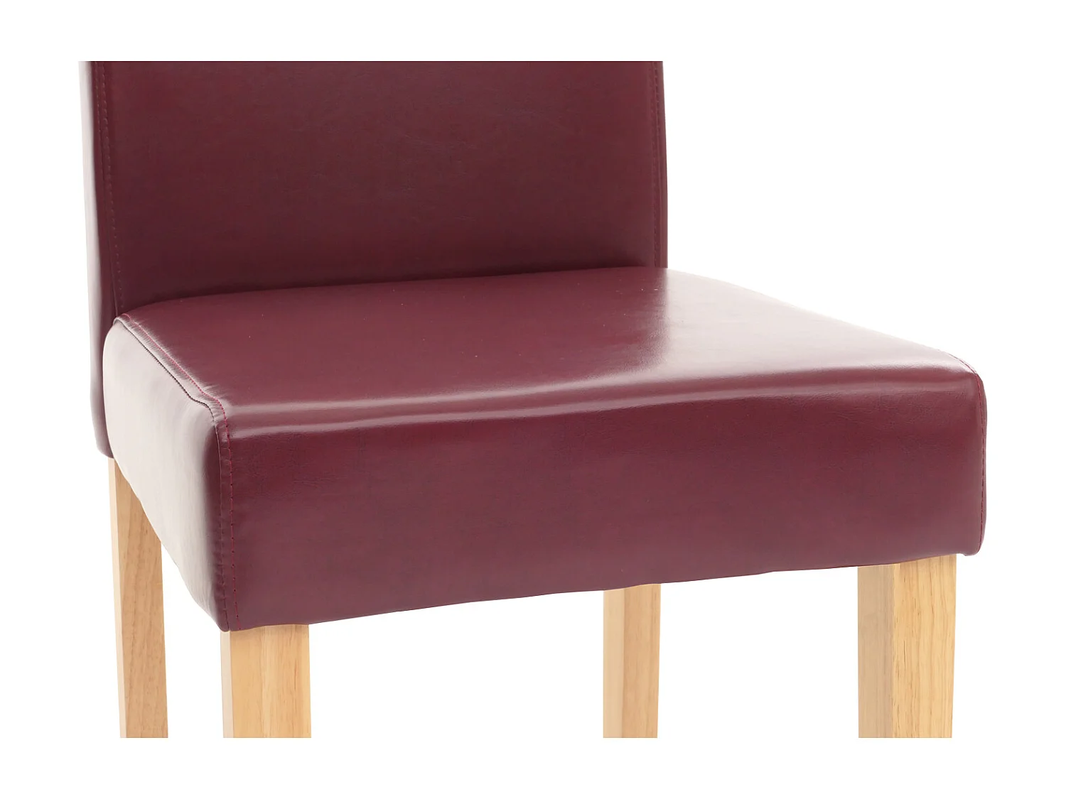 Esszimmerstuhl Littau (4er-Set), Kunstleder rot, helle Beine