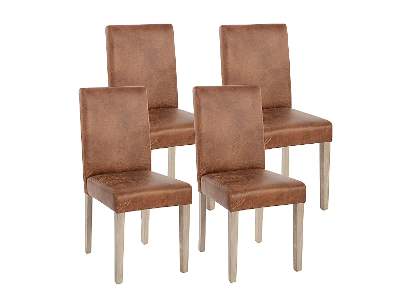 Set 4x sedie Littau tessuto soggiorno cucina sala da pranzo 43x56x90cm effetto scamosciato piedi color rovere