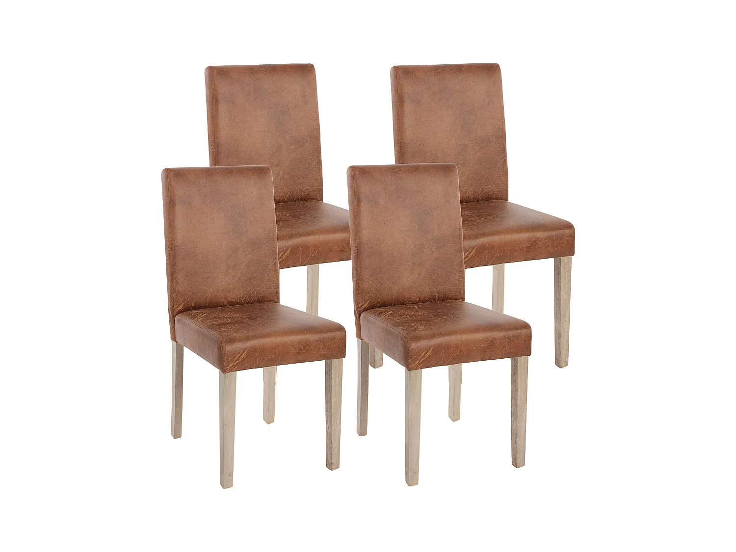 Chaise de salle à manger Littau (lot de 4),  tissu, aspect daim, pieds: structure chêne