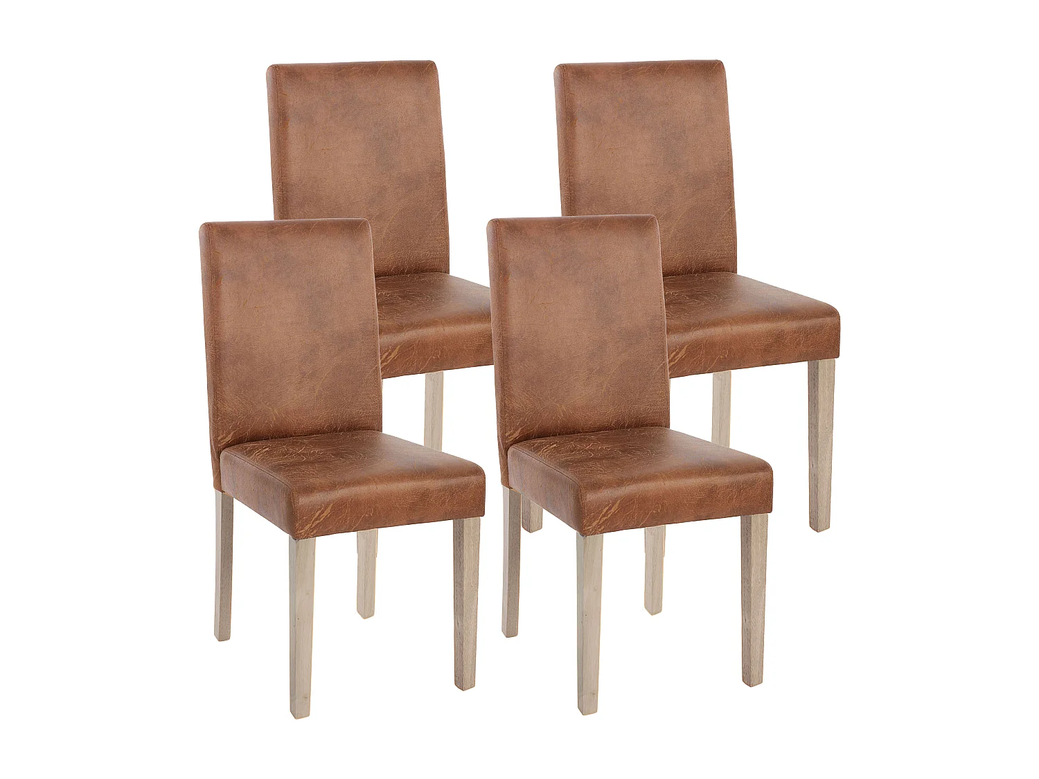 Chaise de salle à manger Littau (lot de 4),  tissu, aspect daim, pieds: structure chêne