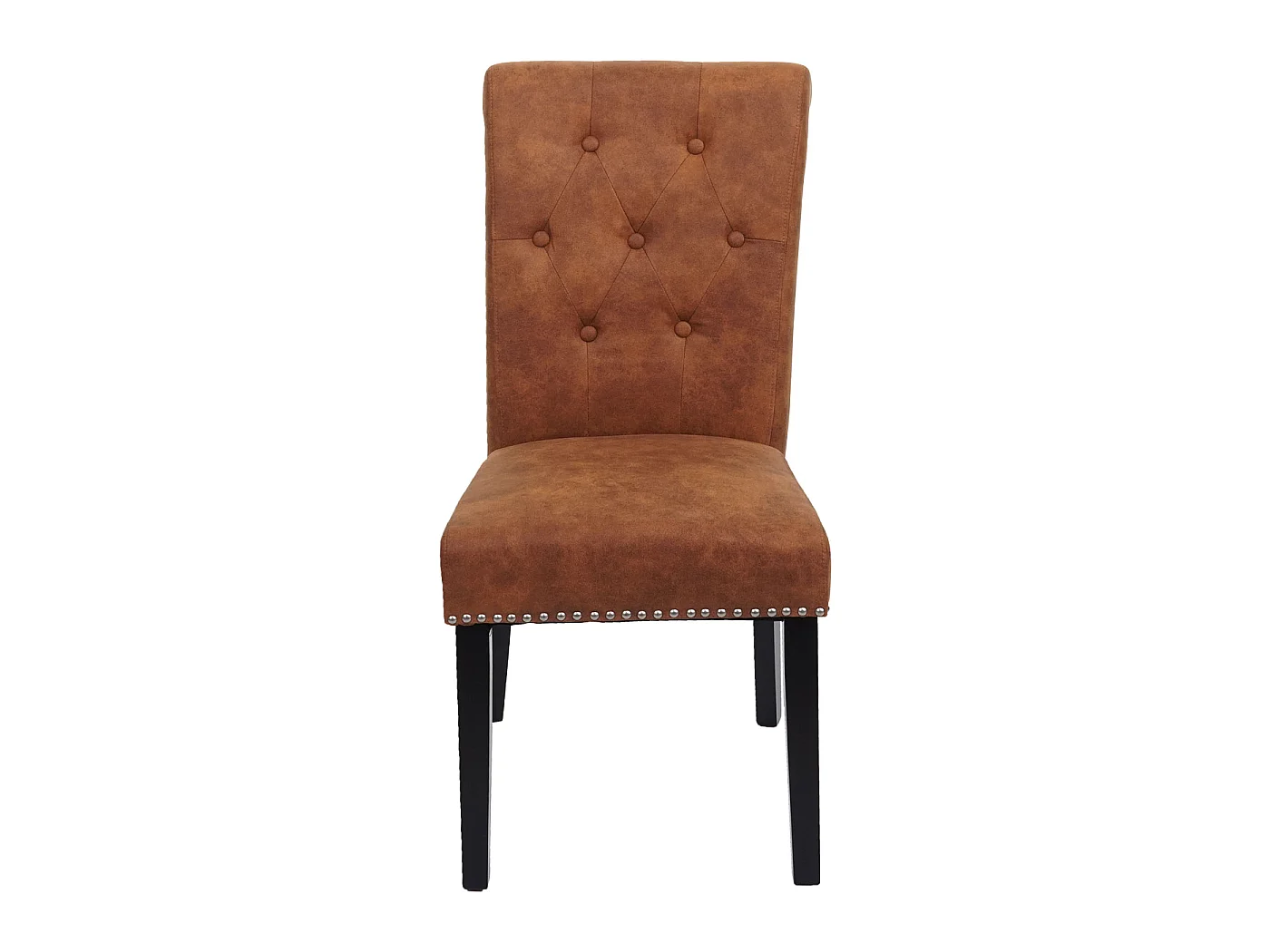 Chesterfield II eetkamerstoel (set van 6),  imitatiesuède, donkere poten