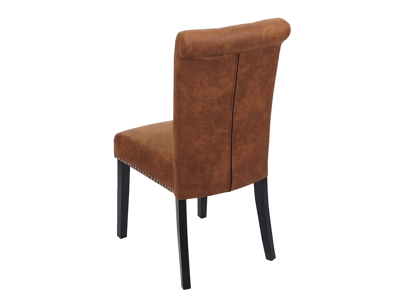 Chesterfield II eetkamerstoel (set van 6),  imitatiesuède, donkere poten