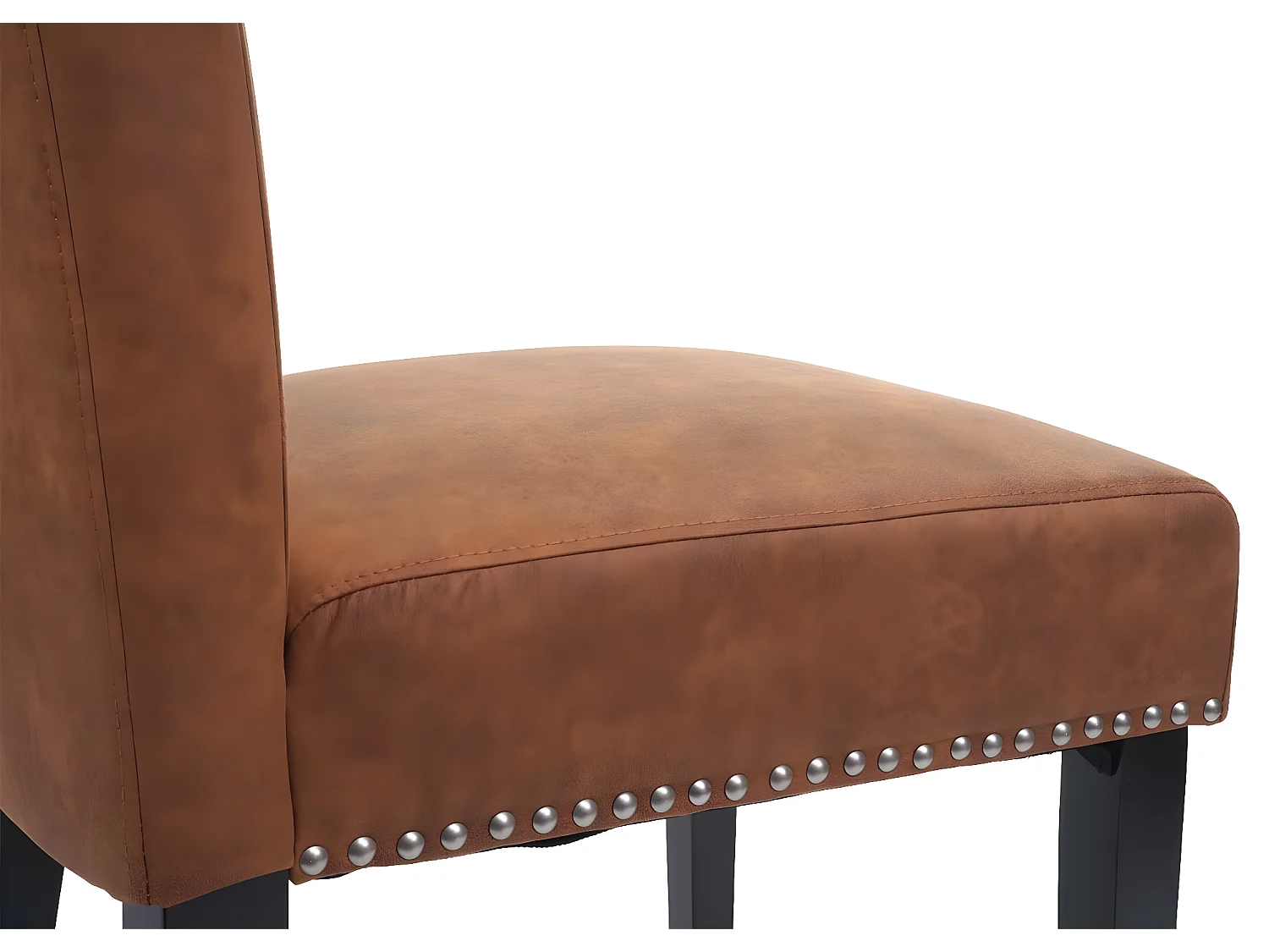 Chesterfield II eetkamerstoel (set van 6),  imitatiesuède, donkere poten