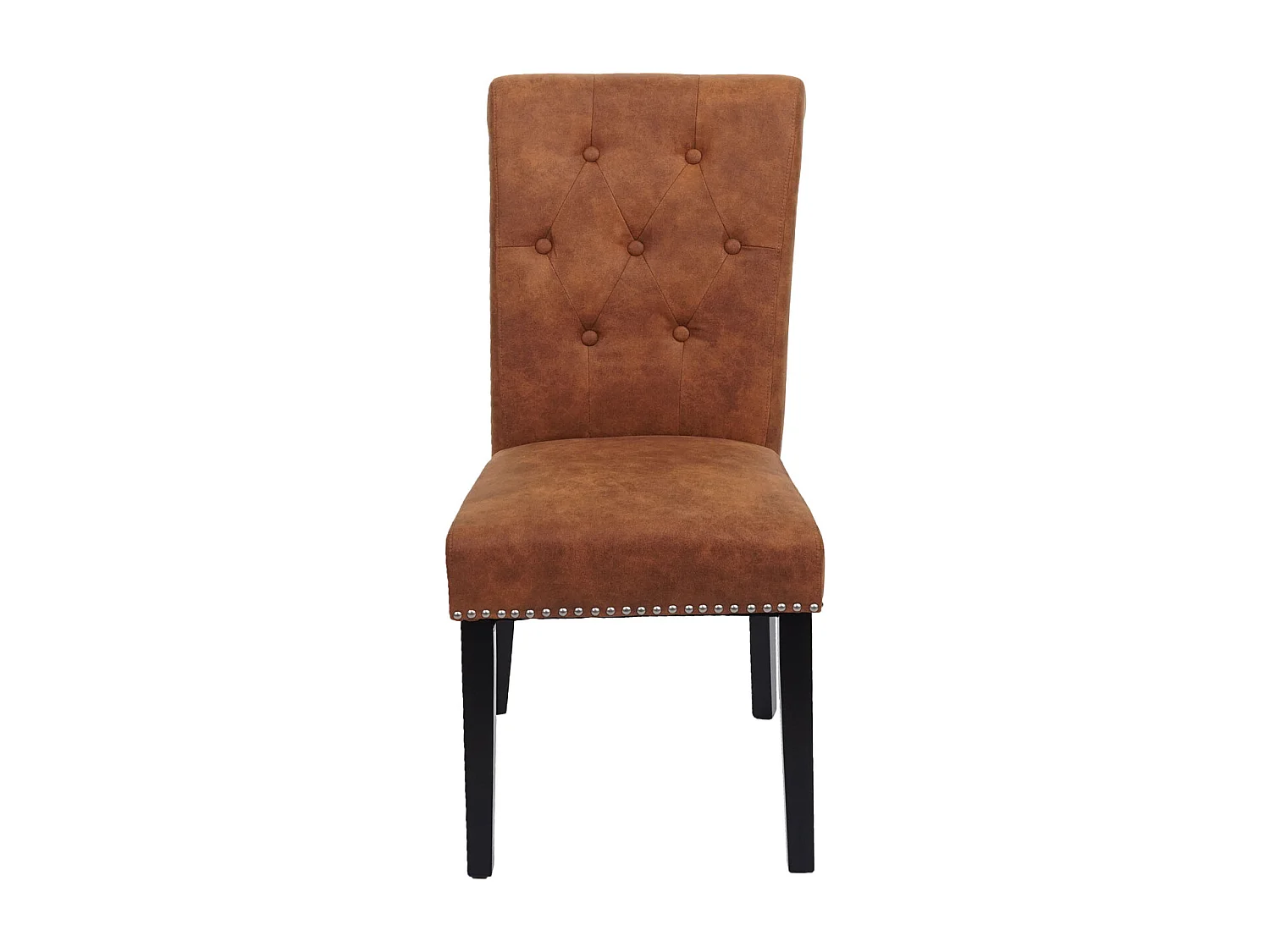 Eetkamerstoel Chesterfield 2 (set van 6),  imitatiesuède, donkere poten