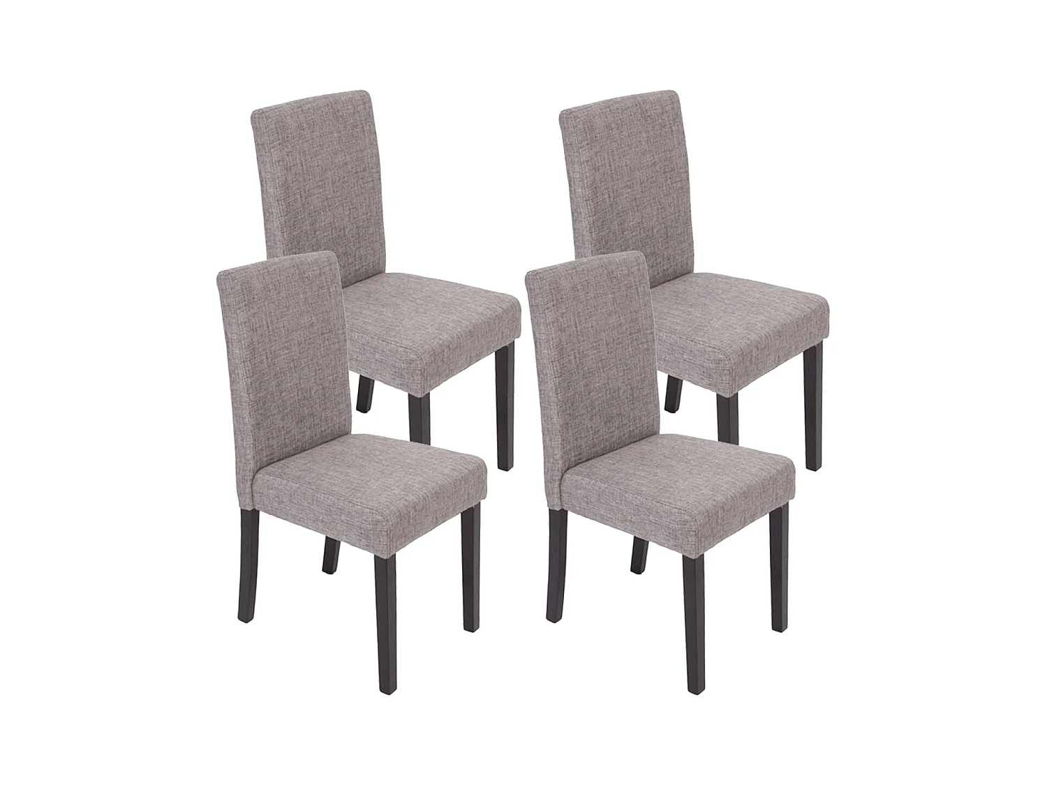 Chaise de salle à manger Littau Schrift (lot de 4),  tissu gris, pieds foncés