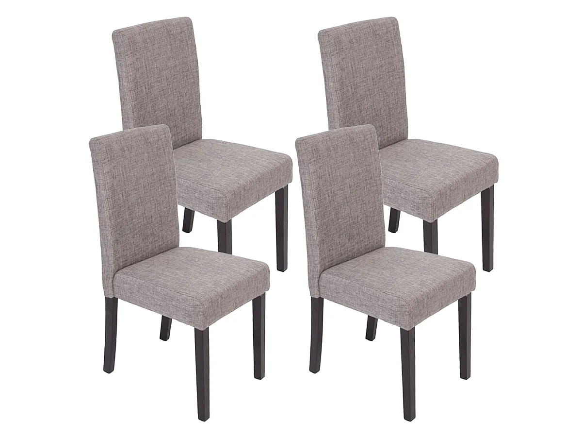 Chaise de salle à manger Littau Schrift (lot de 4),  tissu gris, pieds foncés