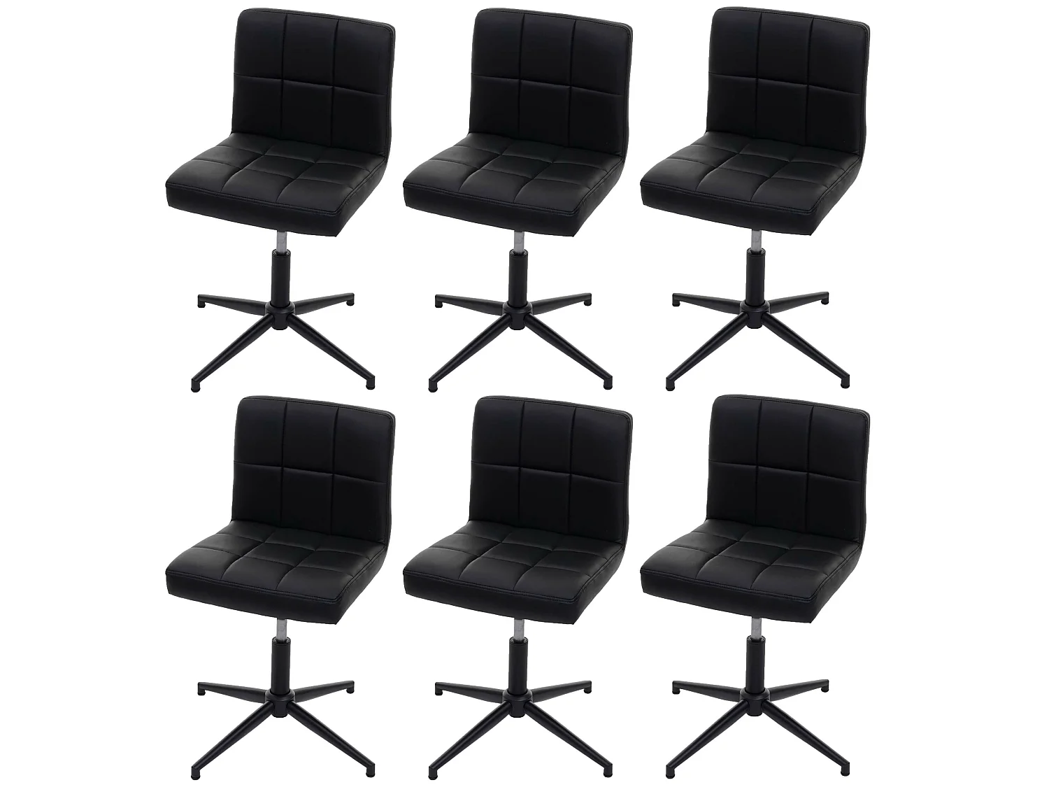 Chaise de salle à manger Cadiz II (lot de 6),  similicuir noir, pied noir