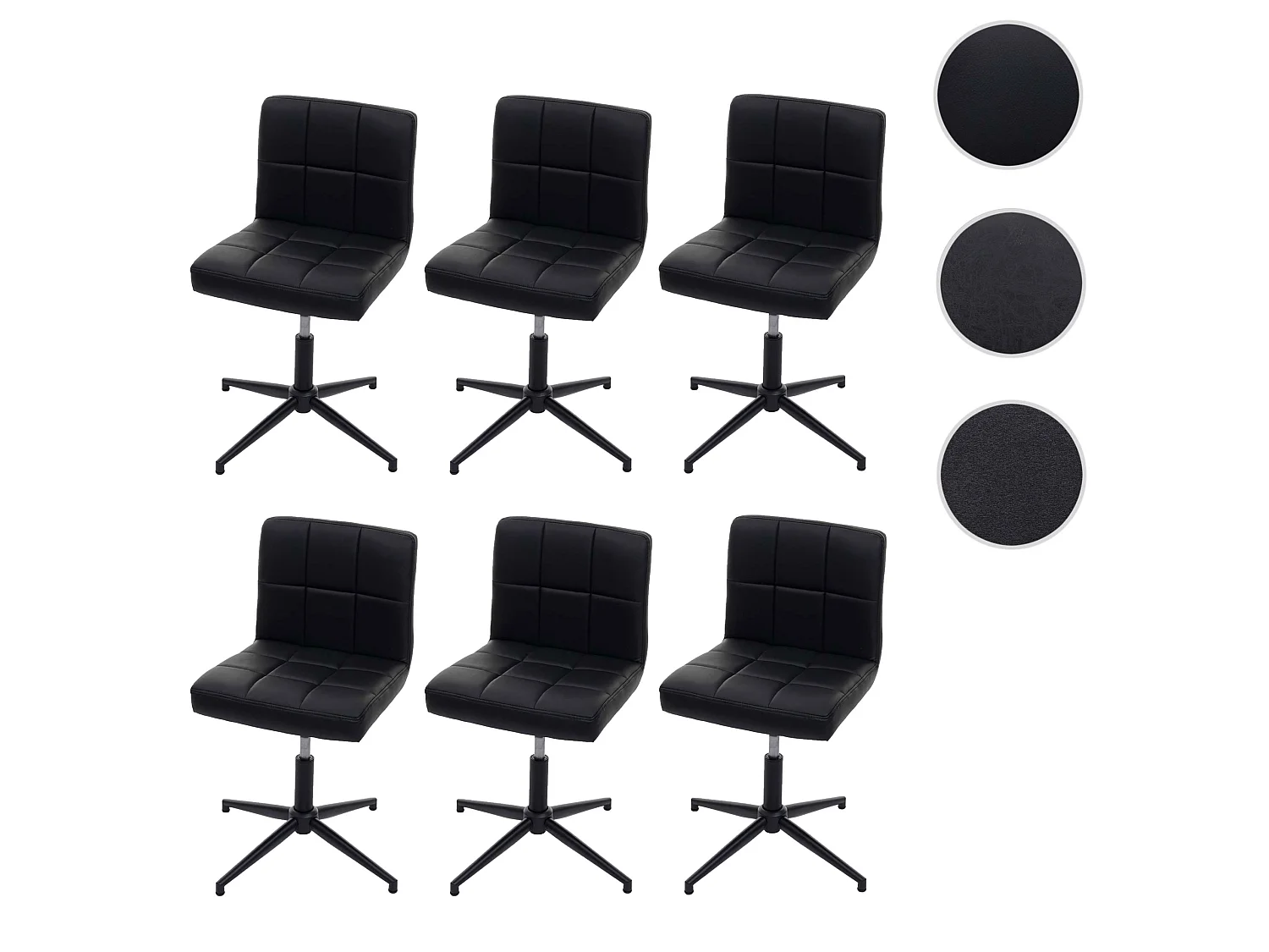 Chaise de salle à manger Cadiz II (lot de 6),  similicuir noir, pied noir