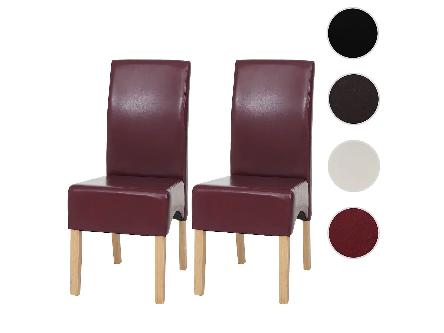Chaise de salle à manger Crotone (lot de 2),  rouge, pieds clairs