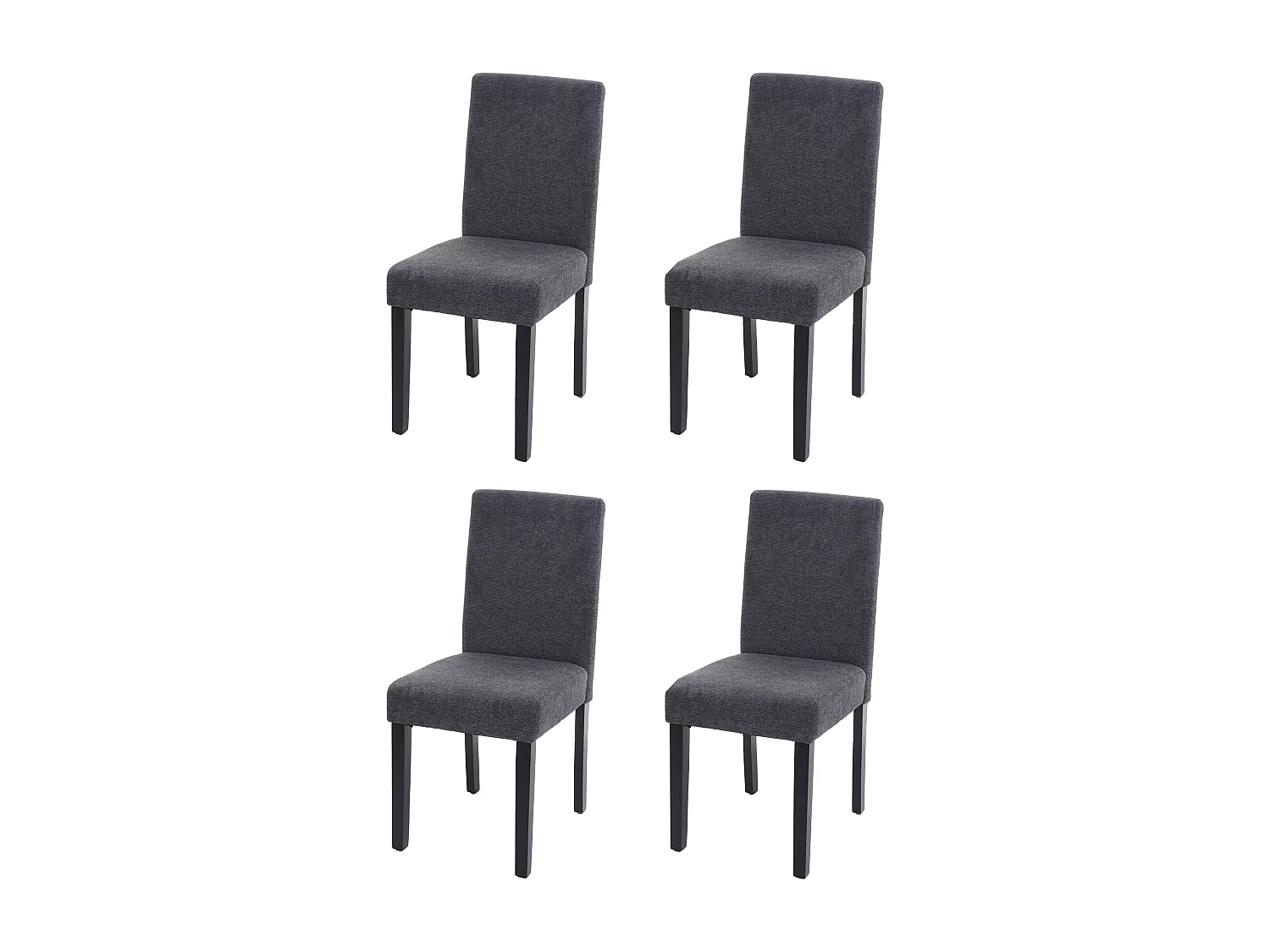 Chaise de salle à manger Littau Schrift (lot de 4),  textile, gris anthracite, pieds foncés