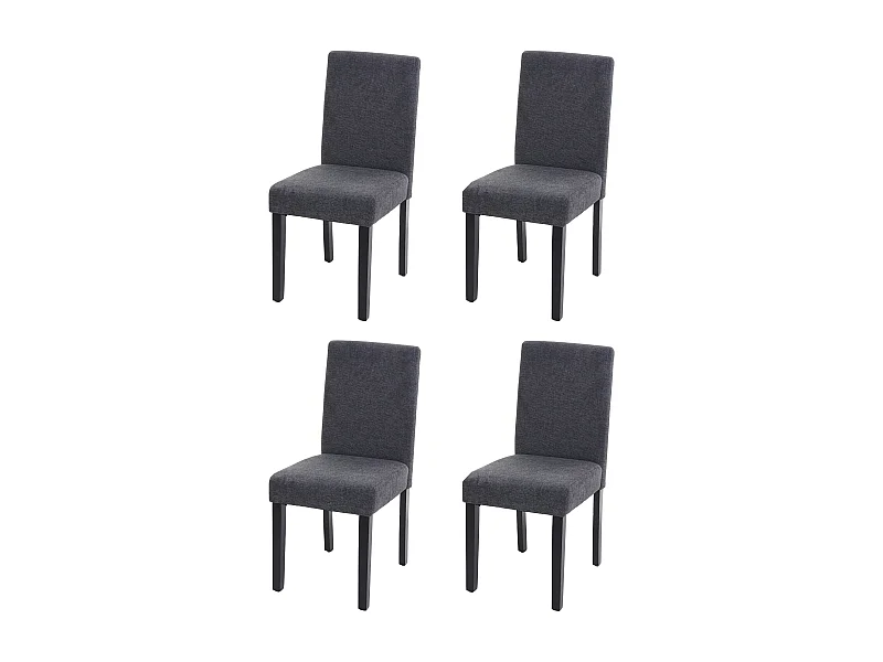 Chaise de salle à manger Littau Schrift (lot de 4),  textile, gris anthracite, pieds foncés