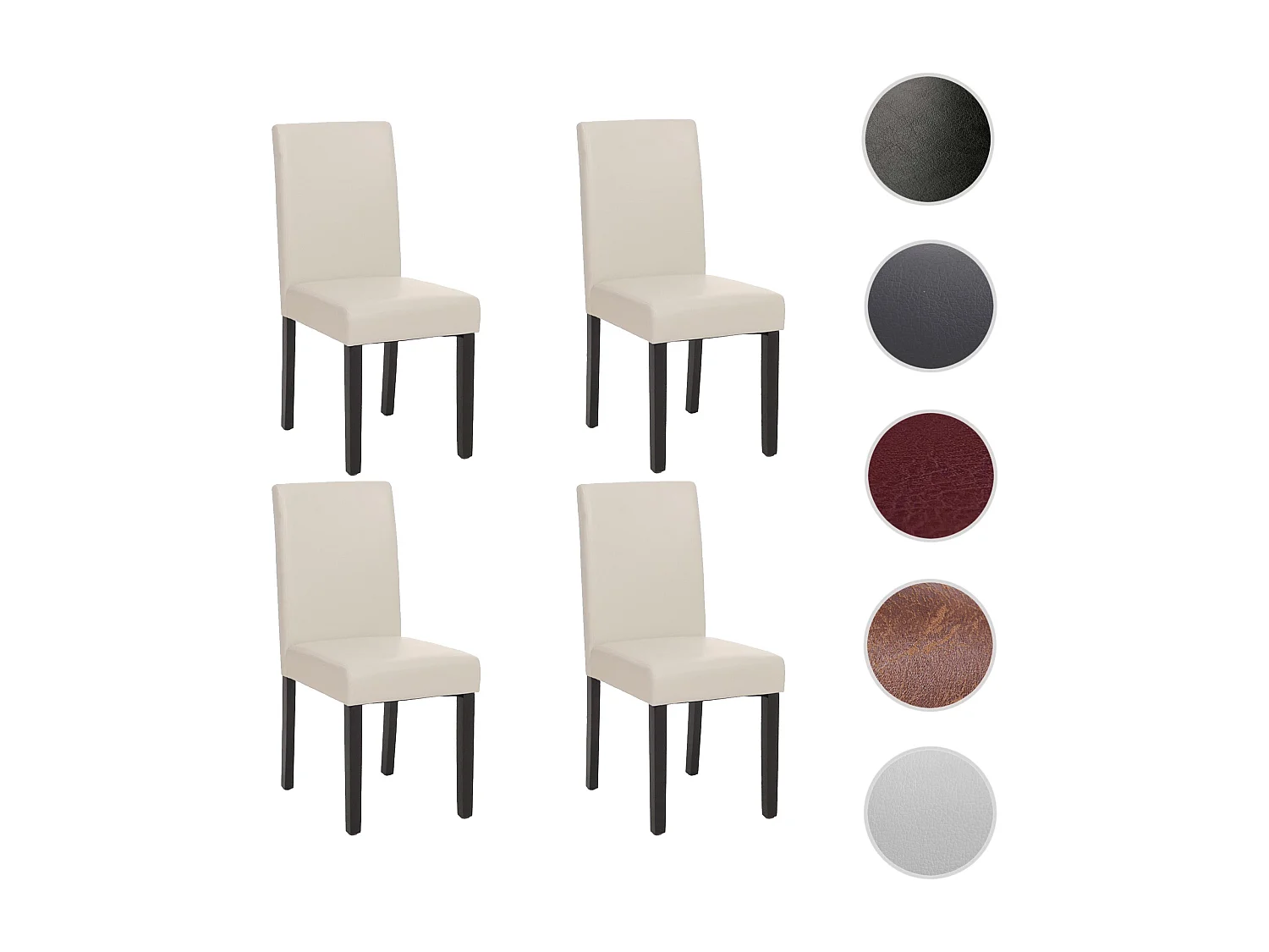 Eetkamerstoel Littau (set van 4),  kunstleer, wit donkere poten