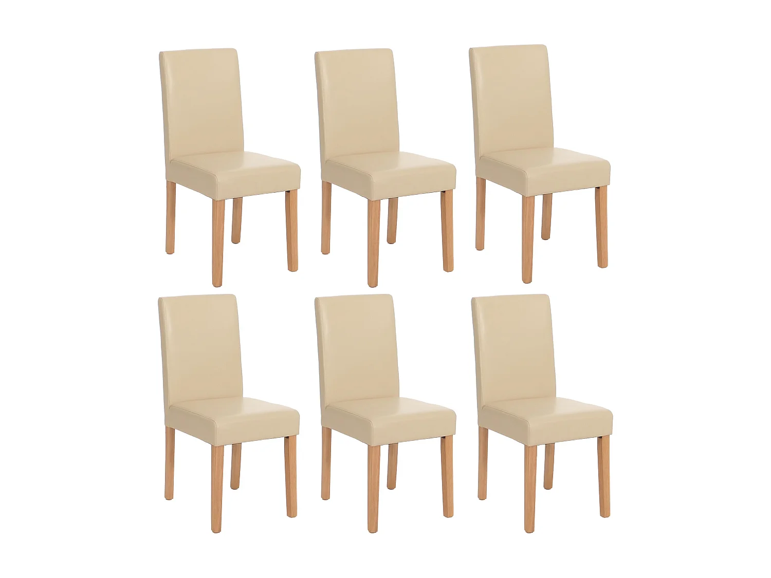 Esszimmerstuhl Littau (6er-Set), Leder, creme, helle Beine