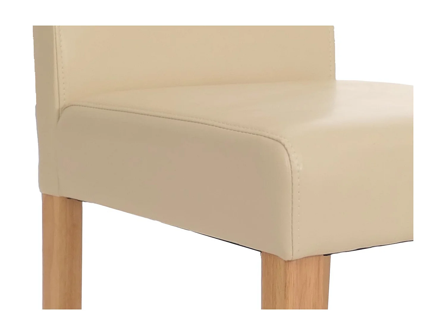 Silla de comedor Littau (juego de 6),  cuero, crema, patas claras