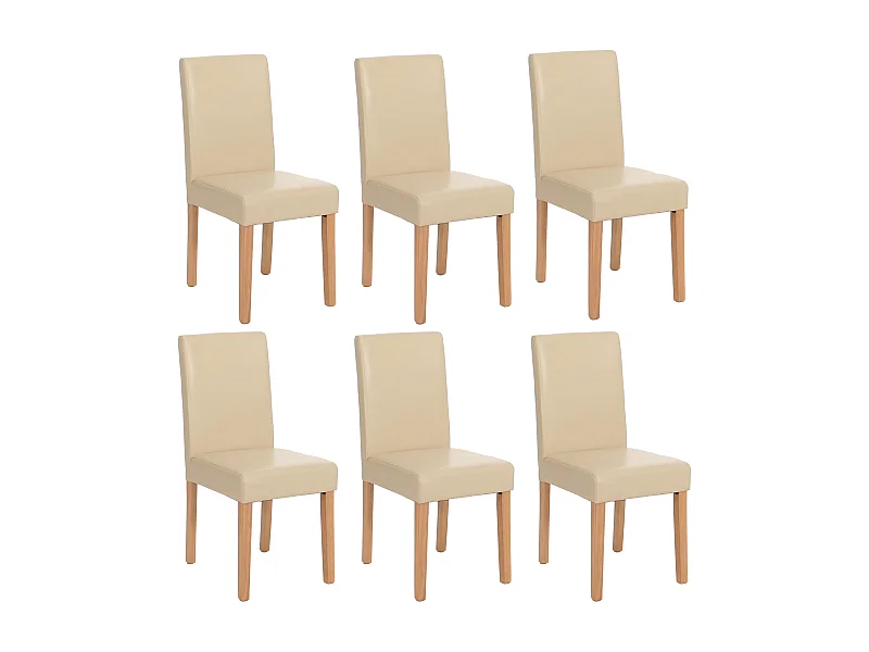 Cadeira de jantar Littau (conjunto de 6),  couro, creme, pernas de cor clara