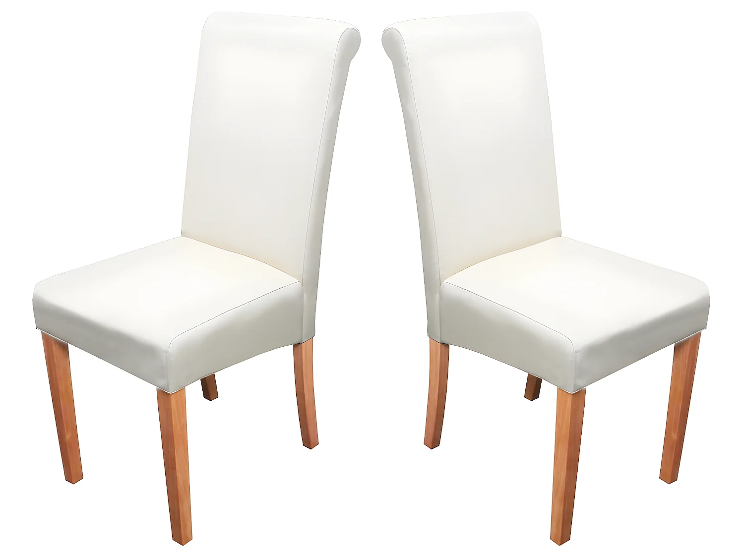 Silla de comedor Lecce II (set de 2),  crema, patas claras