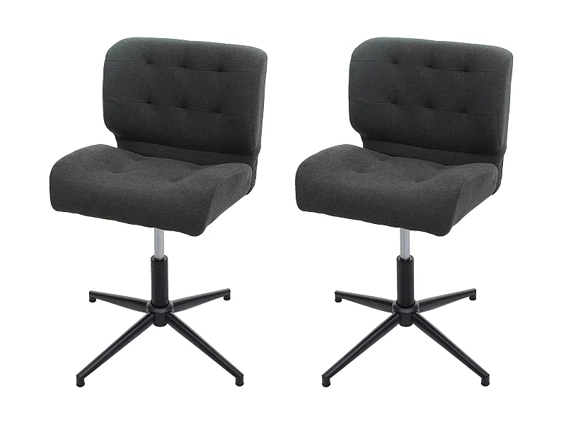 Cadeira de jantar MCW-H42 (conjunto de 2),  tecido/têxtil cinzento escuro, base preta