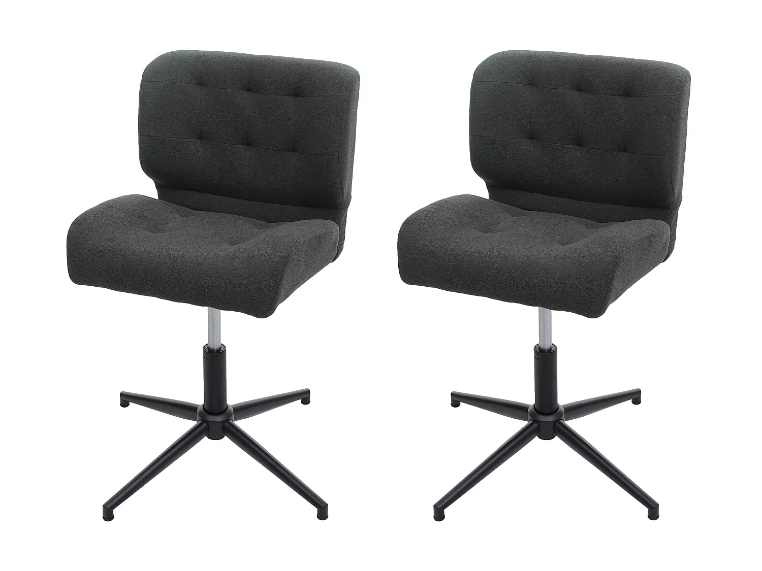 Silla de comedor MCW-H42 (set de 2),  tela/textil gris oscuro, base negra