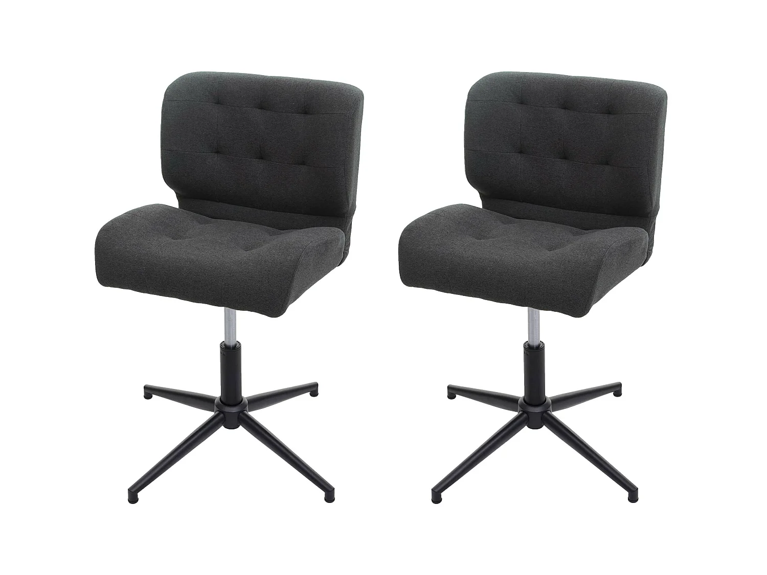 Chaise de salle à manger MCW-H42 (lot de 2),  tissu, gris foncé, pied noir