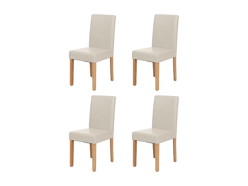 Set 4x sedie Littau pelle soggiorno cucina sala da pranzo 43x56x90cm bianco piedi chiari