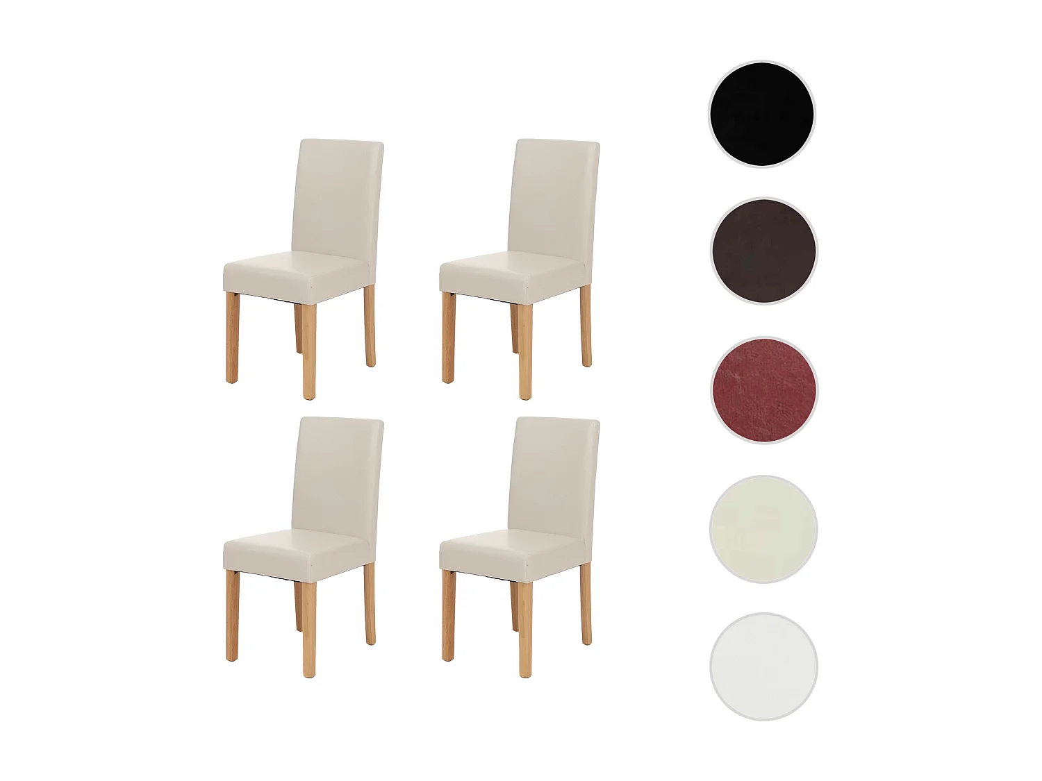 Eetkamerstoel Littau (set van 4),  leer, witte lichtgekleurde poten