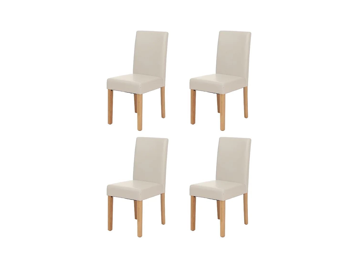 Chaise de salle à manger Littau (lot de 4),  cuir reconstitué, blanc, pieds clairs