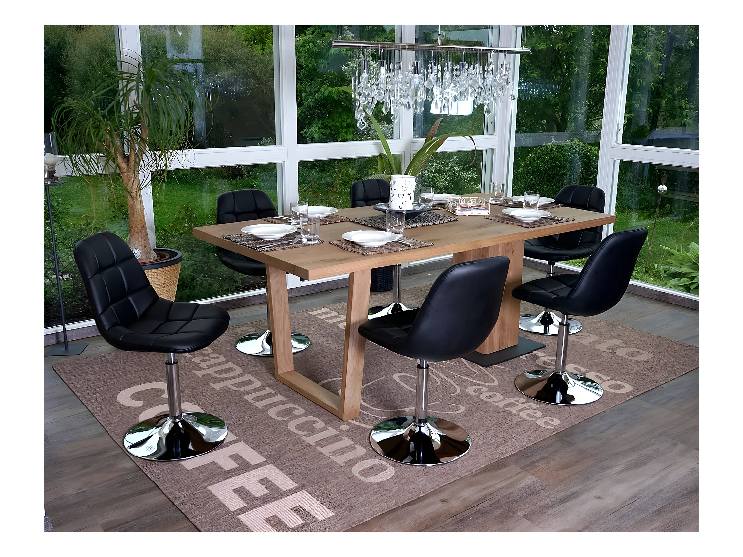 Chaise de salle à manger MCW-A60 (lot de 6),  similicuir noir