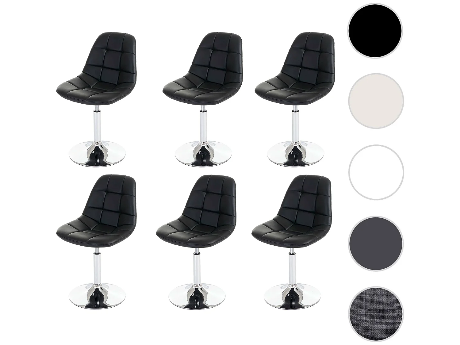 Eetkamerstoel MCW-A60 (set van 6),  kunstleer zwart