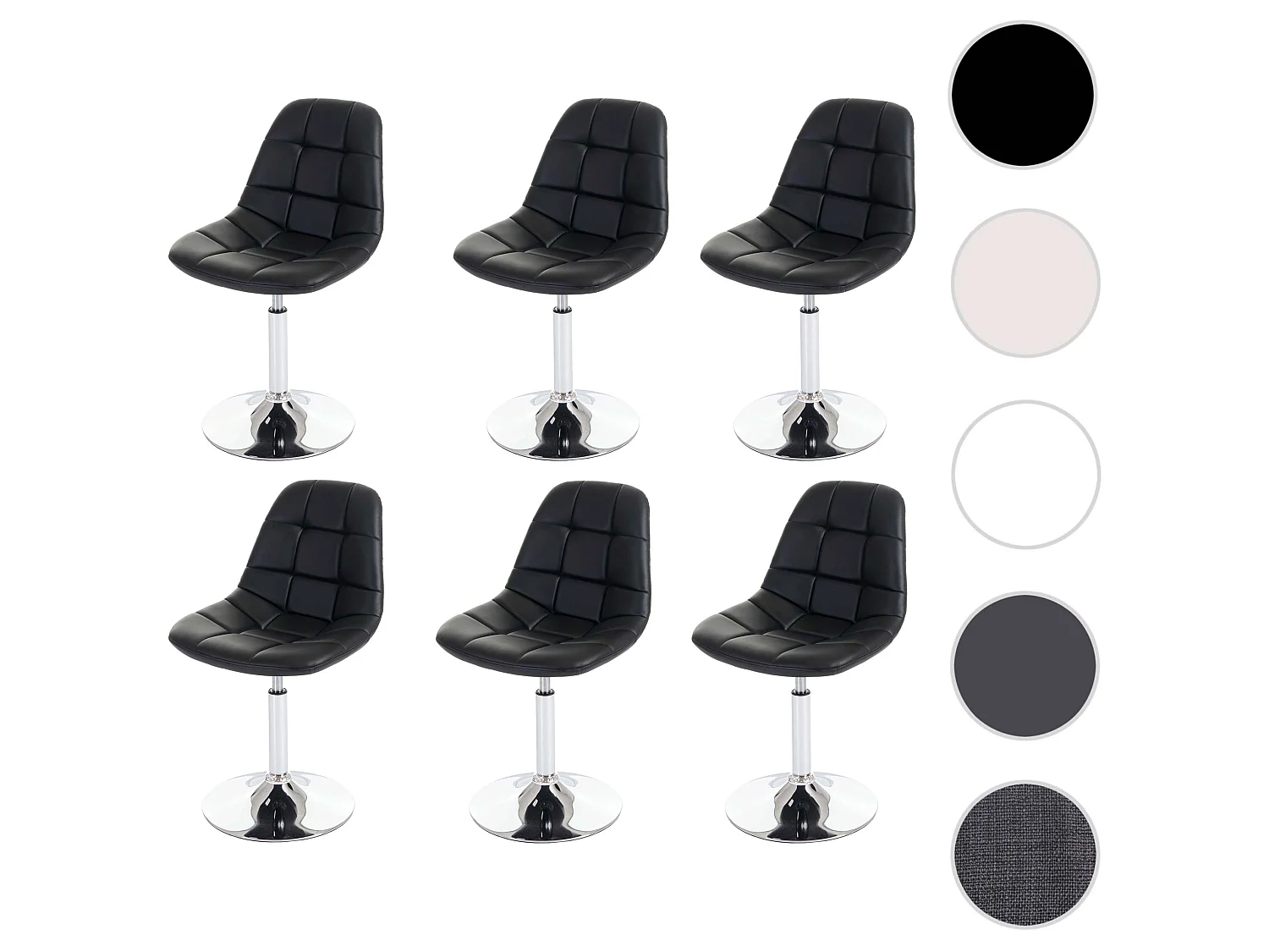 Silla de comedor MCW-A60 (juego de 6),  piel sintética negra