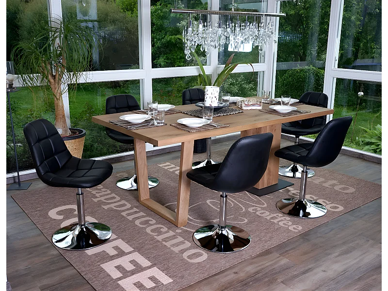 Chaise de salle à manger MCW-A60 (lot de 6),  similicuir noir