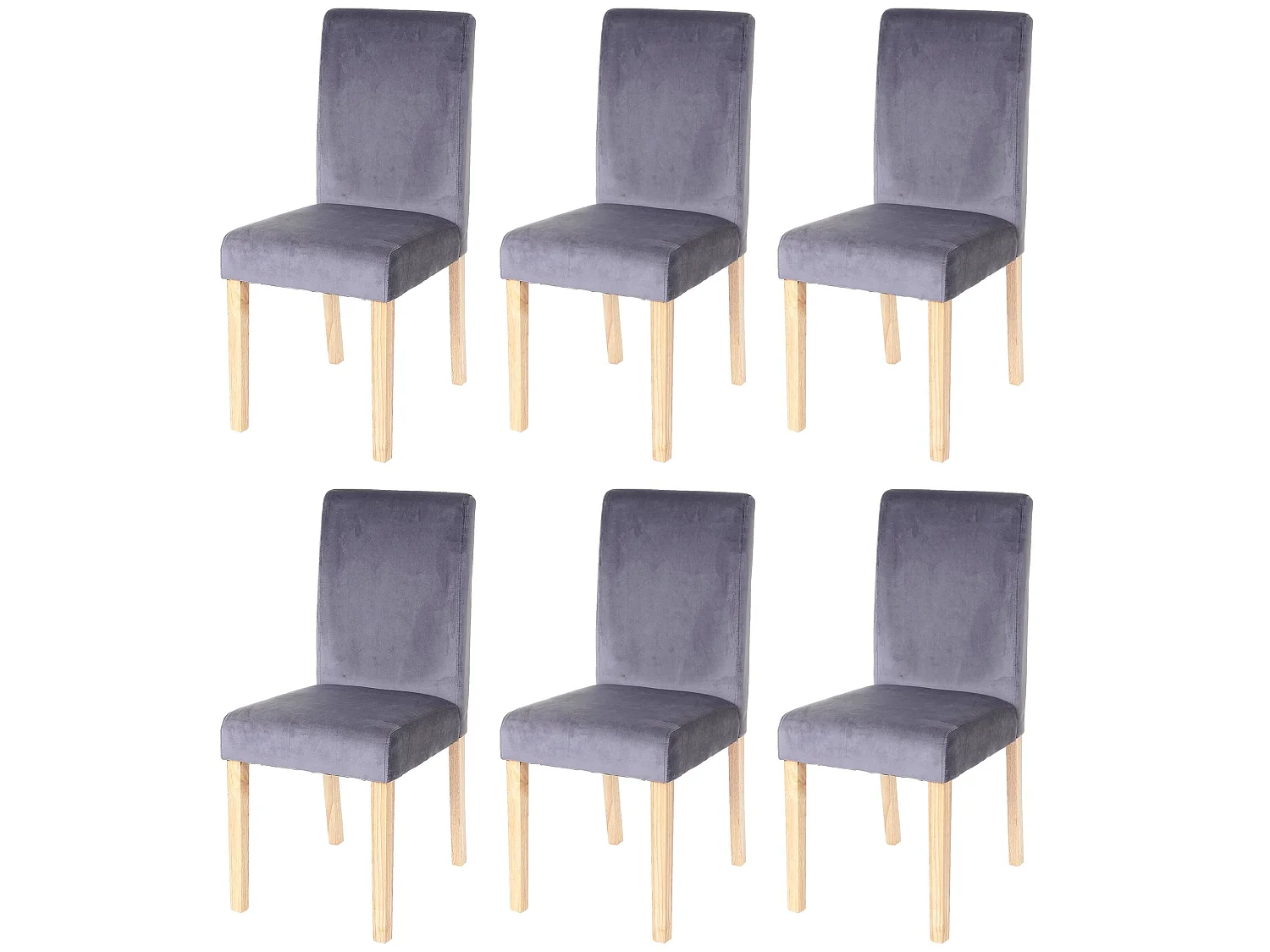 Eetkamerstoel Littau fluweel (set van 6),  grijs, lichte poten