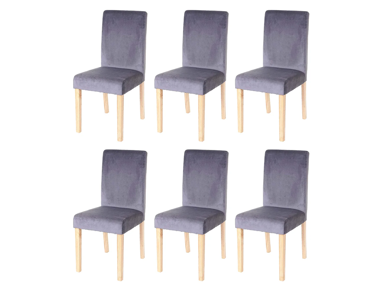 Eetkamerstoel Littau fluweel (set van 6),  grijs, lichte poten