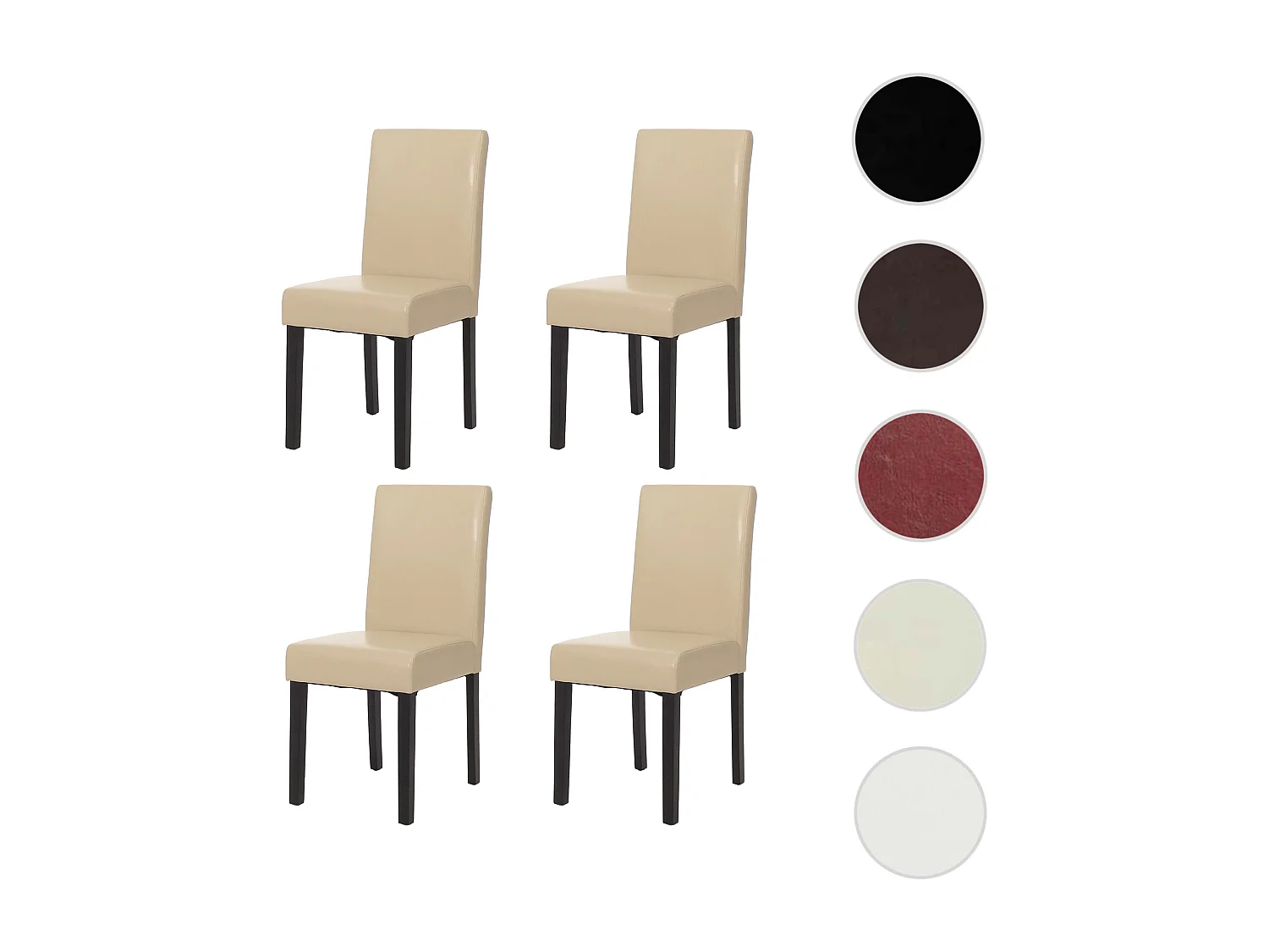 Esszimmerstuhl Littau (4er-Set), Leder, creme dunkle Beine