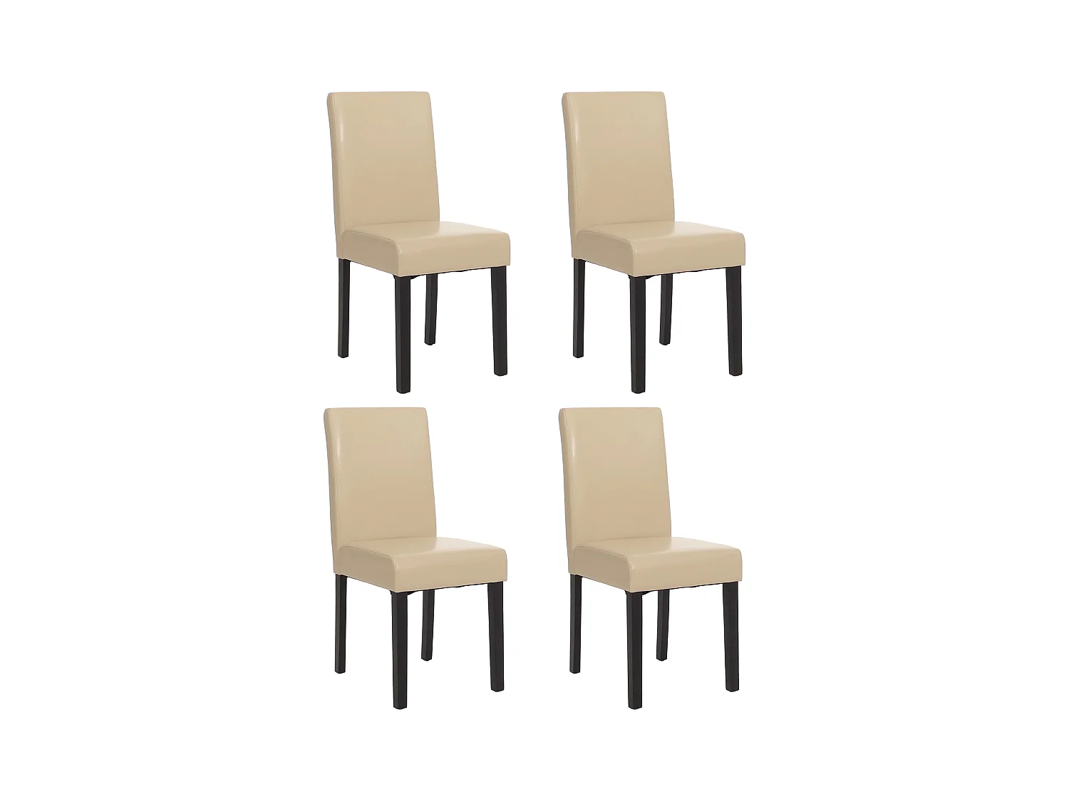 Chaise de salle à manger Littau (lot de 4),  cuir reconstitué, crème, pieds foncés