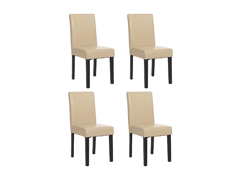 Esszimmerstuhl Littau (4er-Set), Kunstleder creme, dunkle Beine