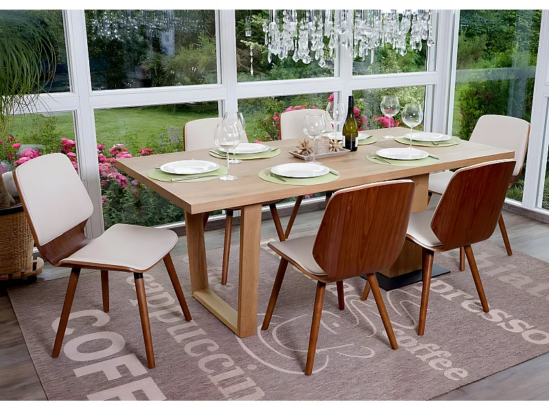 Silla de comedor MCW-B16 (juego de 6),  piel artificial crema