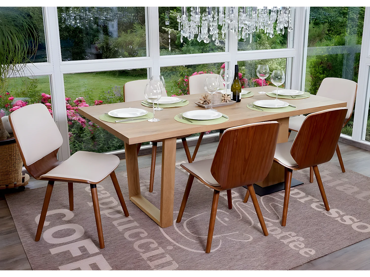 Silla de comedor MCW-B16 (juego de 6),  piel artificial crema