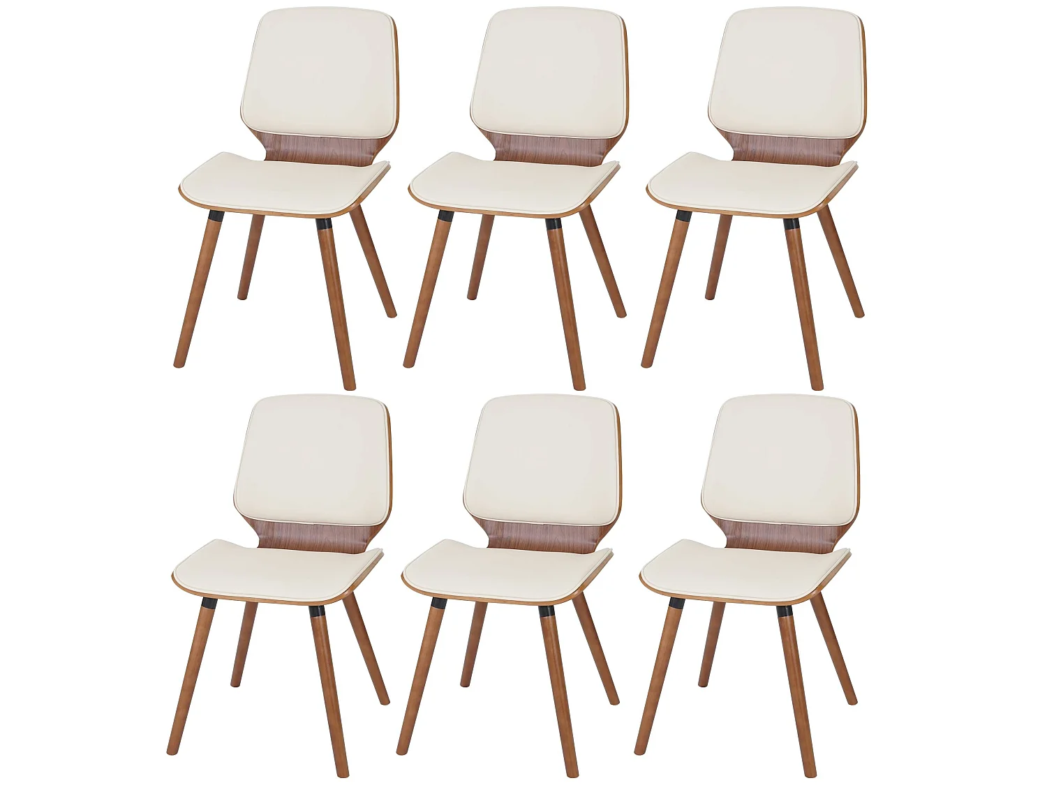 Silla de comedor MCW-B16 (juego de 6),  piel artificial crema