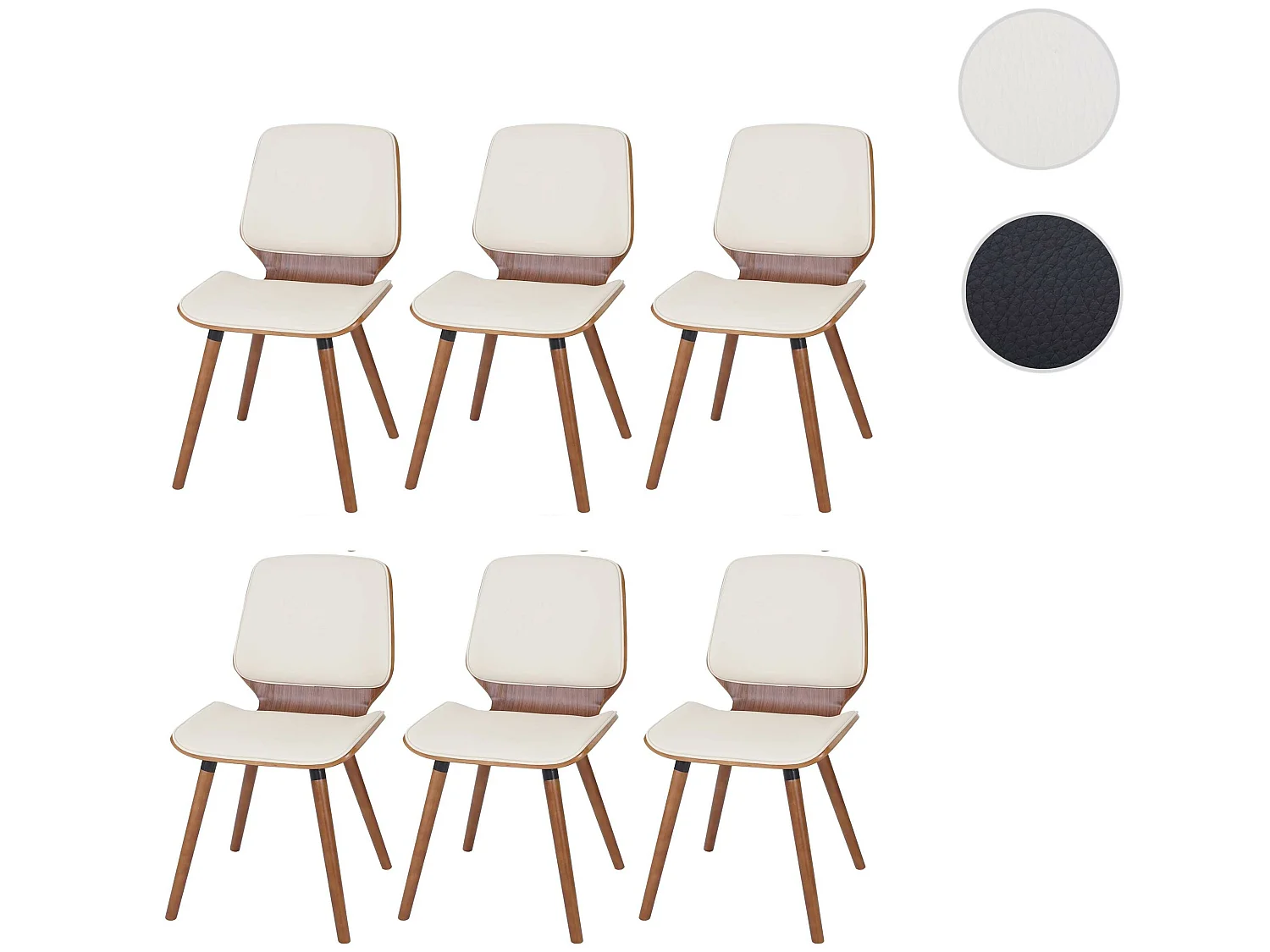 Silla de comedor MCW-B16 (juego de 6),  piel artificial crema