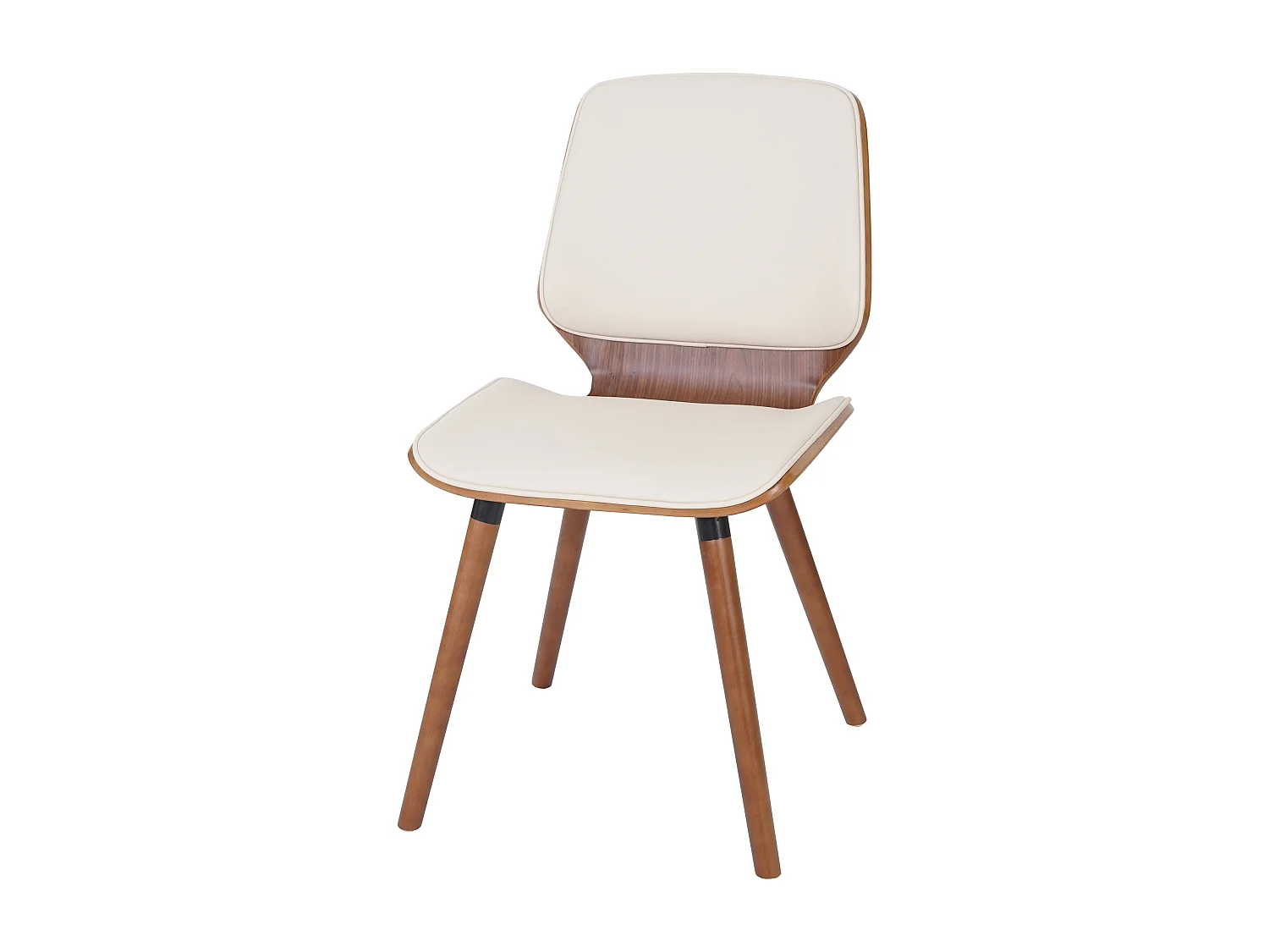 Set 6x sedie eleganti soggiorno sala pranzo MCW-B16 legno curvo ecopelle avorio