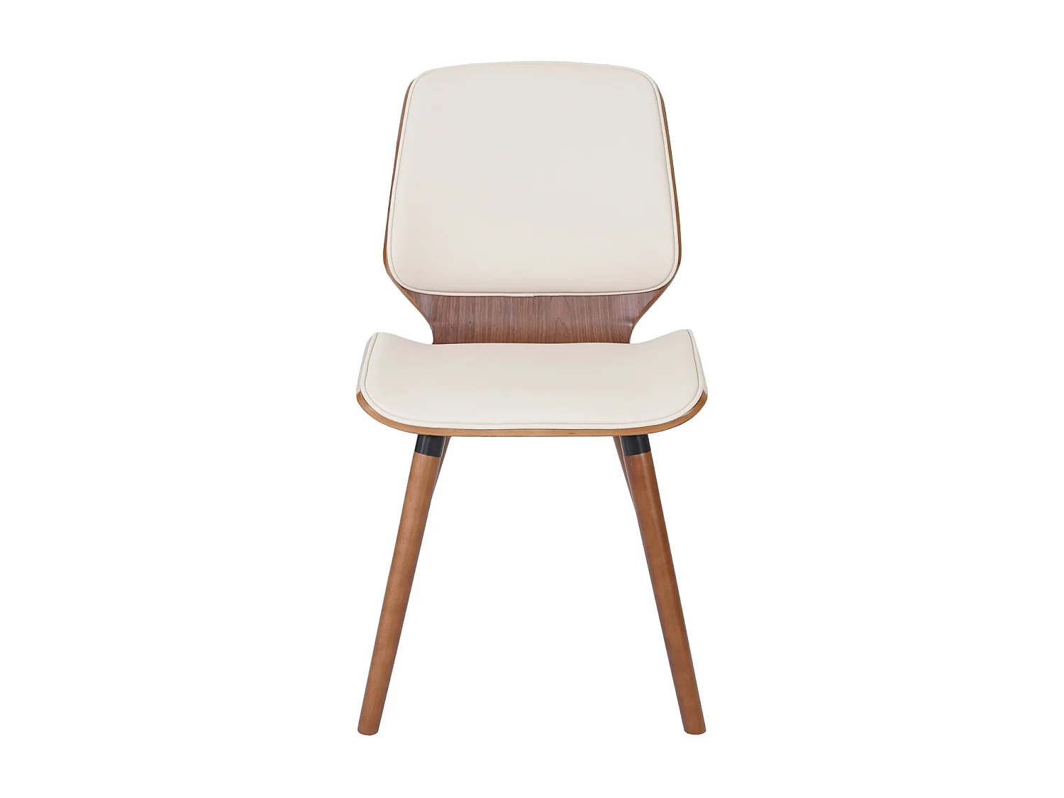 Set 6x sedie eleganti soggiorno sala pranzo MCW-B16 legno curvo ecopelle avorio