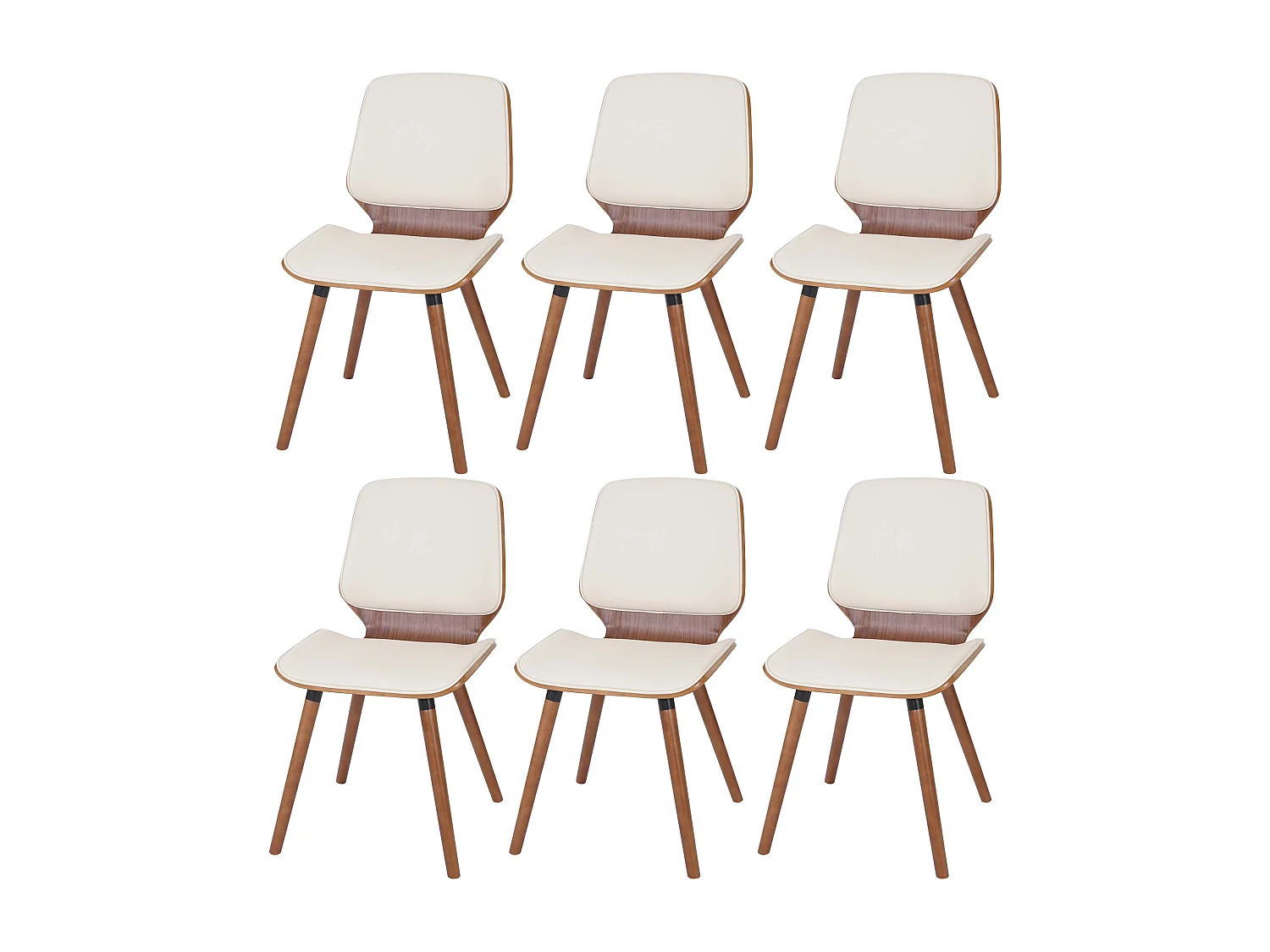 Esszimmerstuhl MCW-B16 (6er-Set), Kunstleder creme