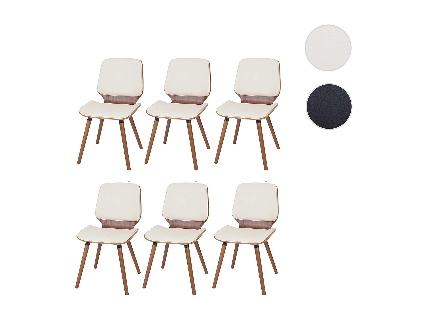 Esszimmerstuhl MCW-B16 (6er-Set), Kunstleder creme