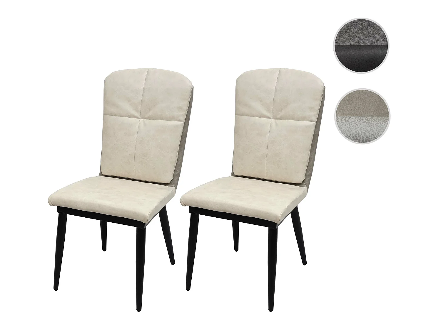 Eetkamerstoel MCW-G42 (set van 2),  kunstleer, crème-grijs